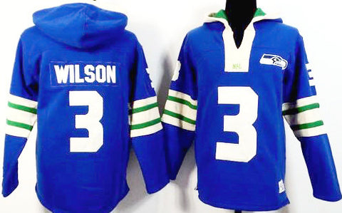 Russell Wilson Light Blue Seattle Seahawks Pullover Hoodie - Sports Nut Emporium
