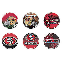 San Fransisco 49ers 6 pack buttons - Sports Nut Emporium